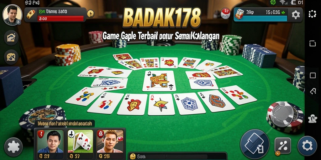 Screenshot gameplay BADAK178 menampilkan suasana permainan Gaple yang seru.