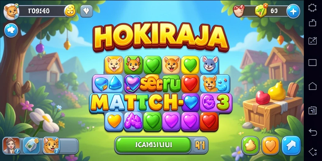 Gameplay HOKIRAJA yang penuh warna dan menantang level Match-3.