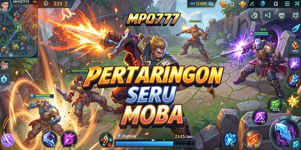 Tampilan gameplay seru saat bertempur dalam <strong>MPO777</strong> di arena MOBA.