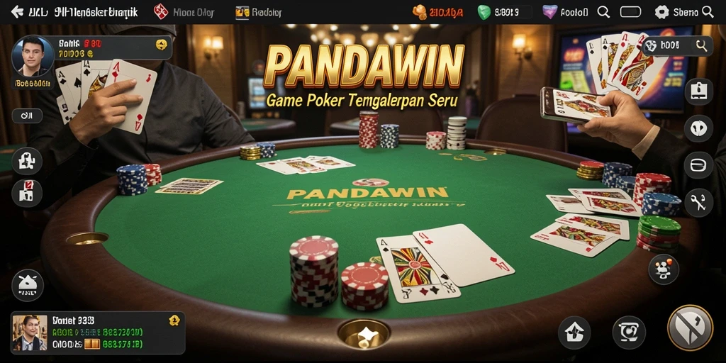 Tampilan gameplay Poker yang mendebarkan di PANDAWIN.