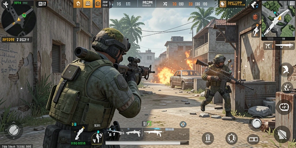 Tampilan gameplay intens dalam game FPS RP62RP yang menegangkan.