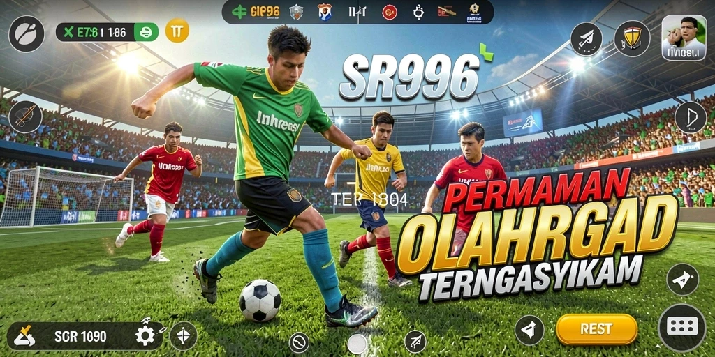 Screenshot utama SR996 menampilkan aksi seru dalam permainan olahraga.